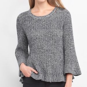 Gap Marled Peplum Black Sweater Size S